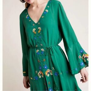 Farm Rio For Anthropologie Jessalyn Embroidered Boho Floral Cottage Core Dress
